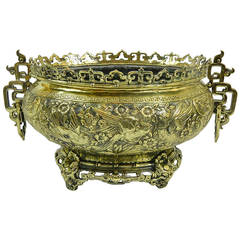 19th Century Polished Brass Jardiniere or Planter in a Chinese Style