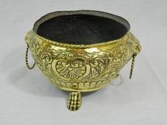 19th Century Polished Brass Jardiniere or Planter on Cast Feet