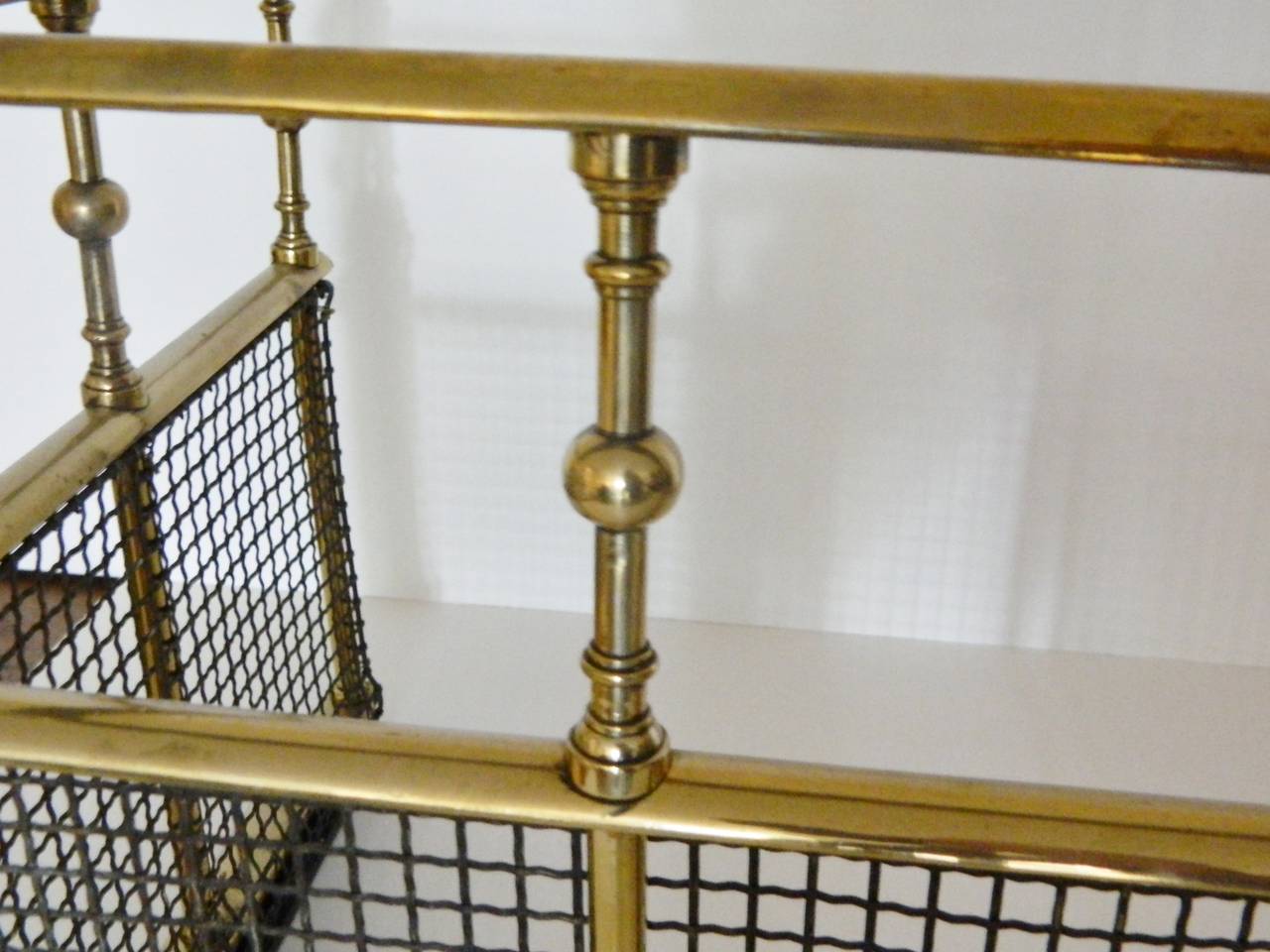 19th Century French Polished Brass Mesh Fire Fender 1