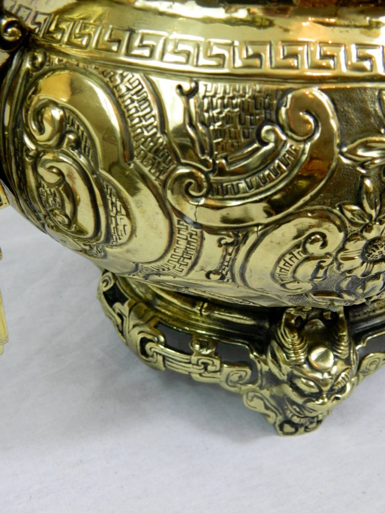19th Century Polished Brass Jardiniere or Planter in a Chinese Style 7