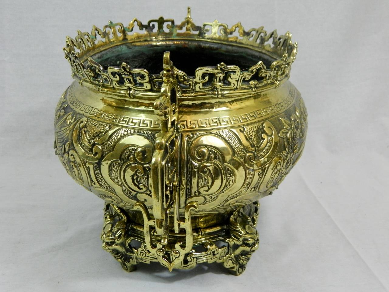 19th Century Polished Brass Jardiniere or Planter in a Chinese Style 5