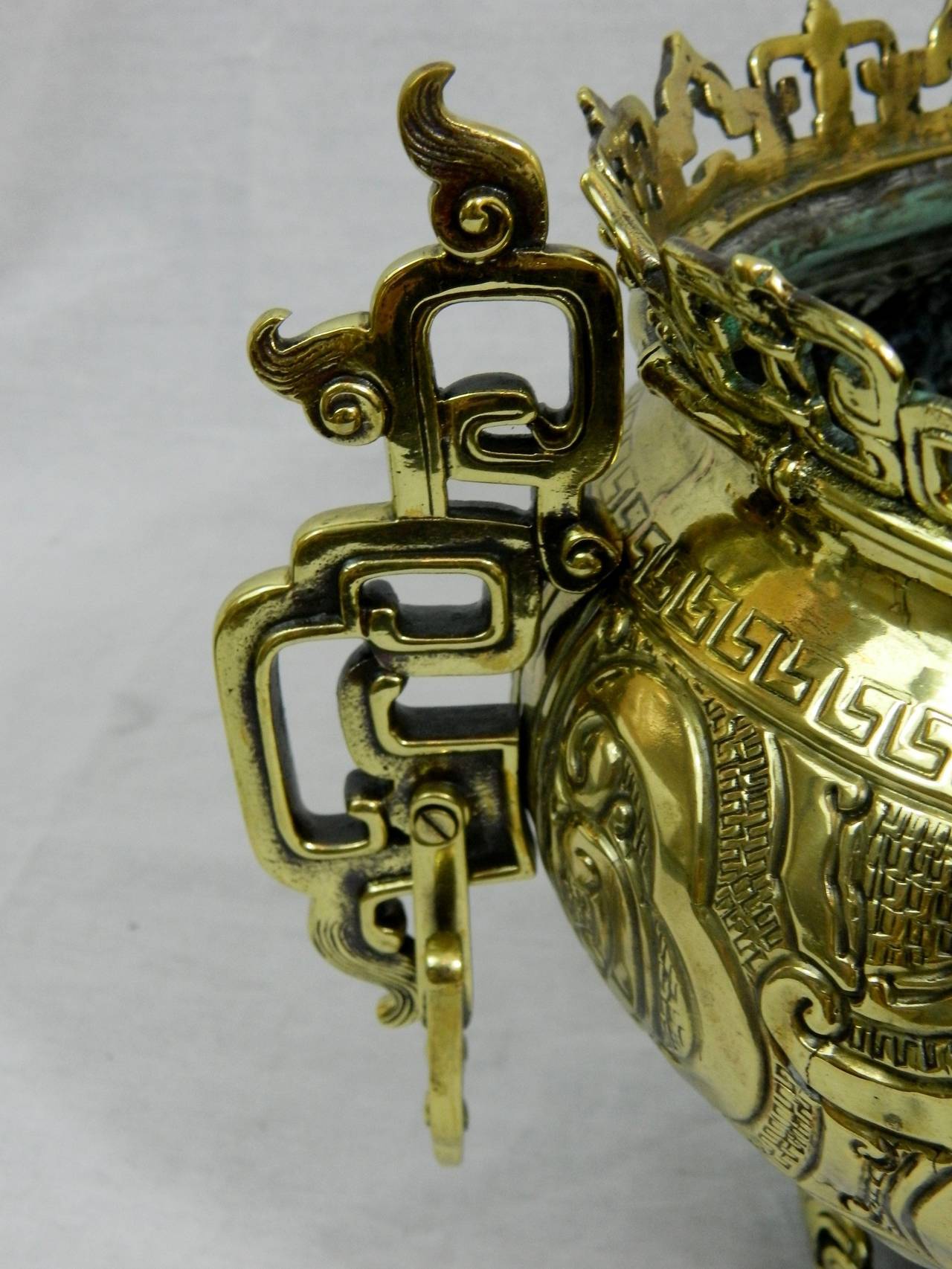 19th Century Polished Brass Jardiniere or Planter in a Chinese Style 6