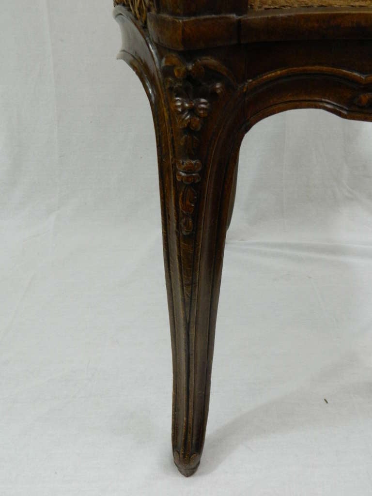 20th Century Louis XV Style Walnut Caned Corner Chair or Fauteuil de Bureau 5