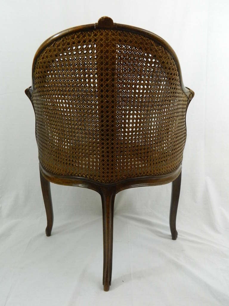 20th Century Louis XV Style Walnut Caned Corner Chair or Fauteuil de Bureau 1
