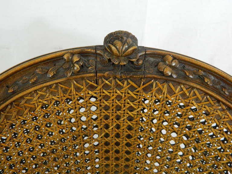 20th Century Louis XV Style Walnut Caned Corner Chair or Fauteuil de Bureau 2