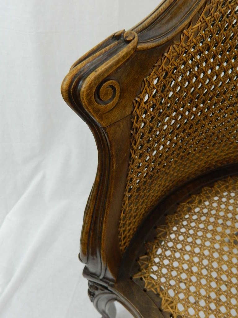 20th Century Louis XV Style Walnut Caned Corner Chair or Fauteuil de Bureau 3