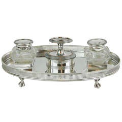 19th Century English Sheffield Silver Ink Stand or Ink Well 10