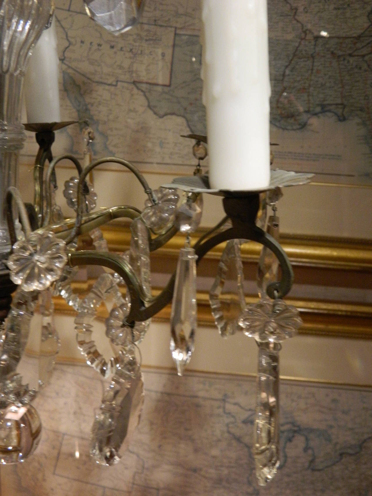 19th Century Pair of Louis XVI Style Cut Crystal and Glass Chandeliers 5