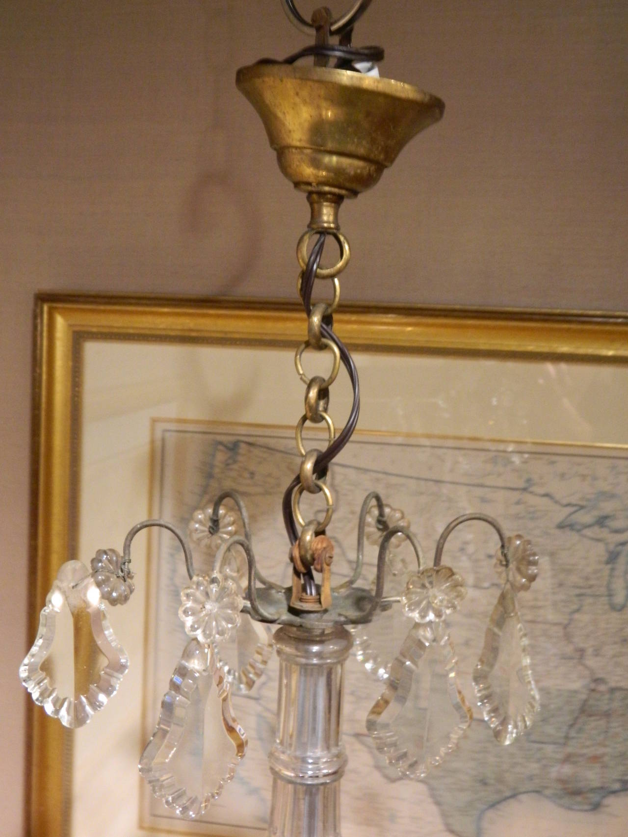 19th Century Pair of Louis XVI Style Cut Crystal and Glass Chandeliers In Excellent Condition In Savannah, GA