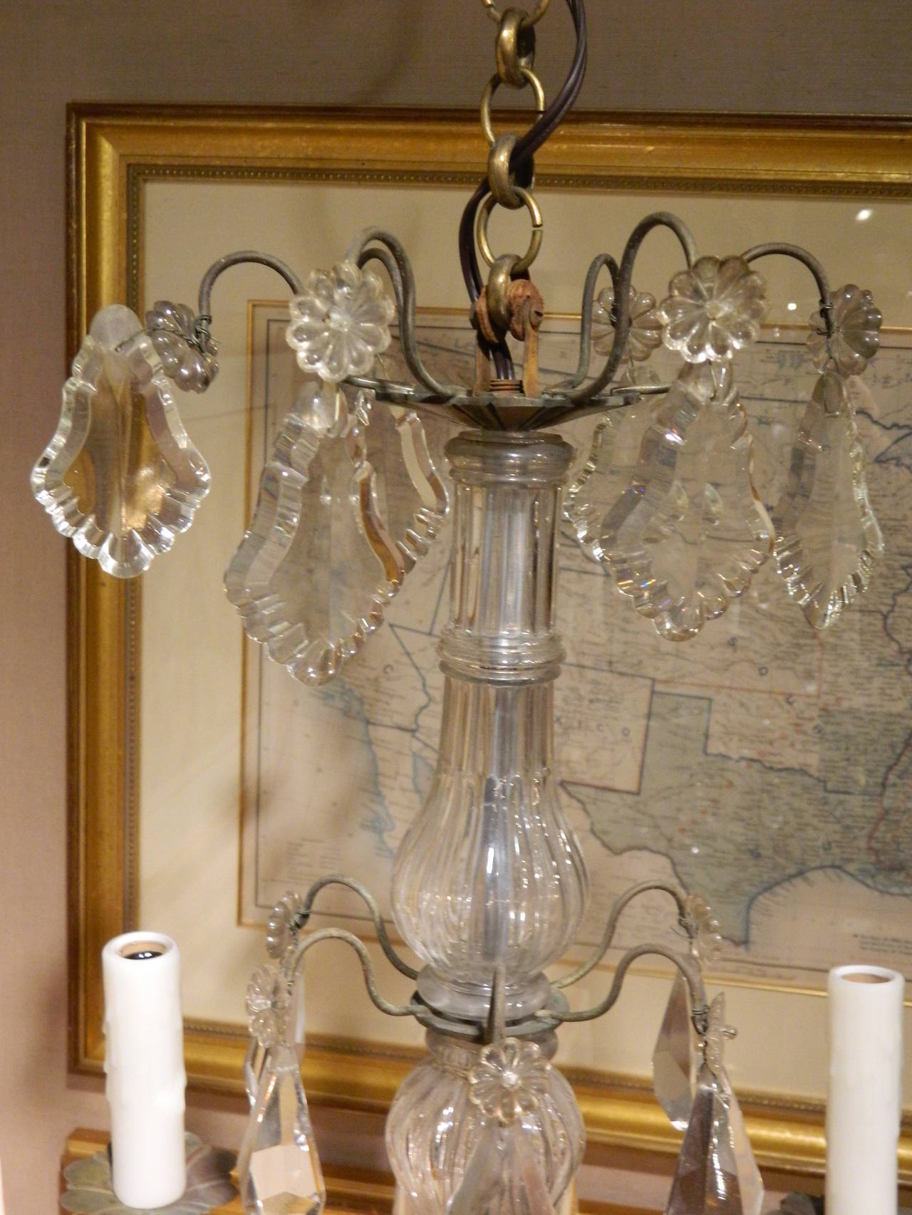 Cut Glass 19th Century Pair of Louis XVI Style Cut Crystal and Glass Chandeliers