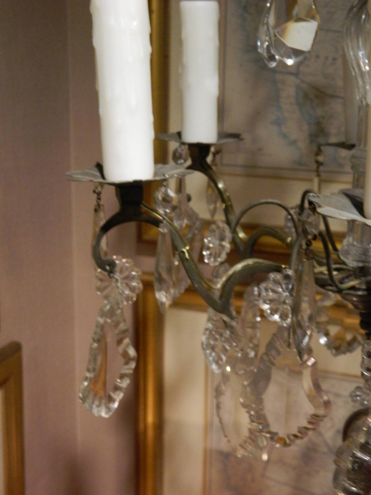 19th Century Pair of Louis XVI Style Cut Crystal and Glass Chandeliers 4