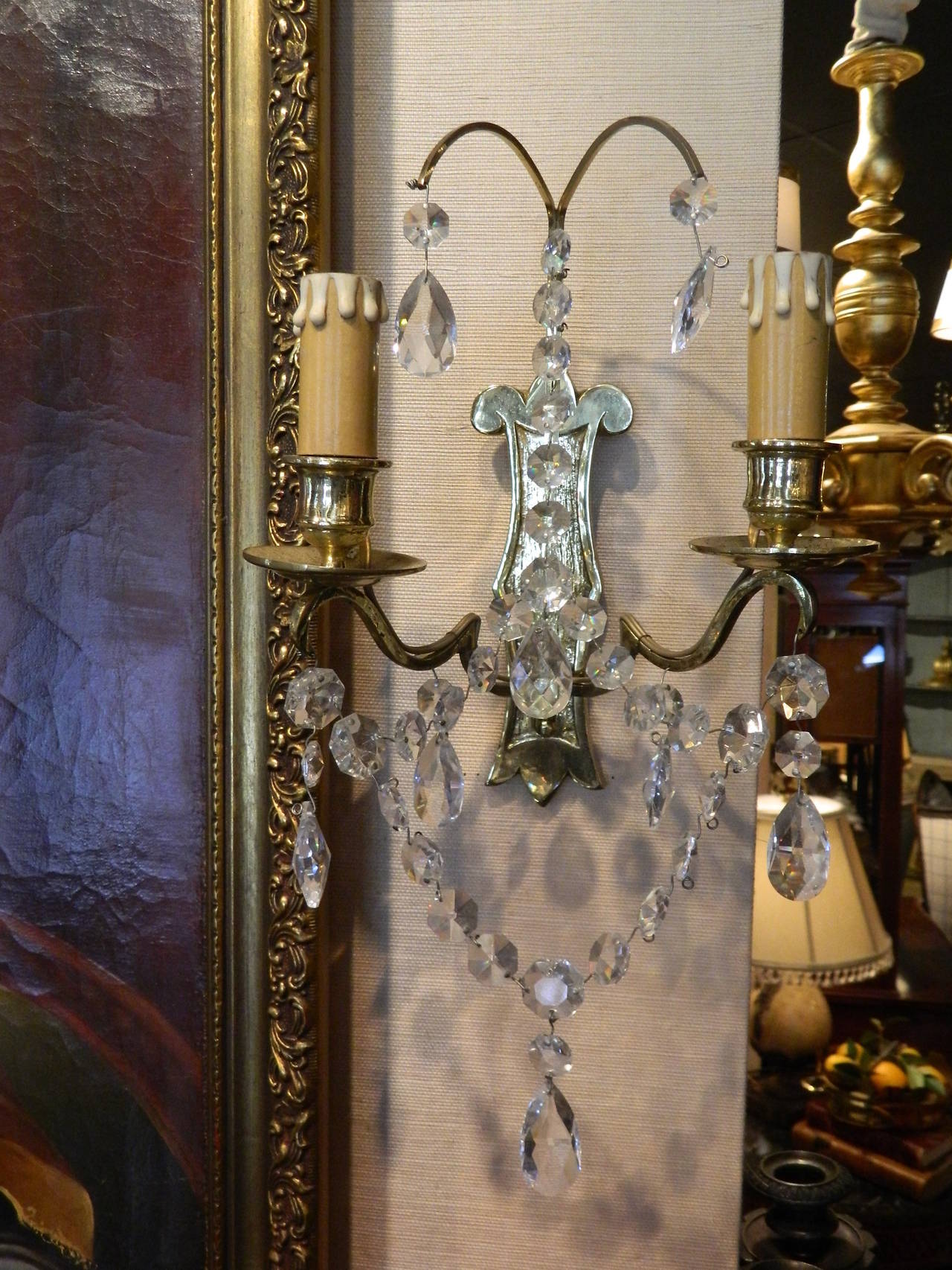 French 19th Century Set of Four Louis XVI Style Two Light Wall Sconces