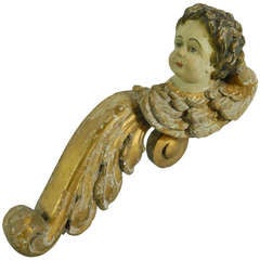18th Century Italian Carved and Gilded Angel Bust Fragment with Wings