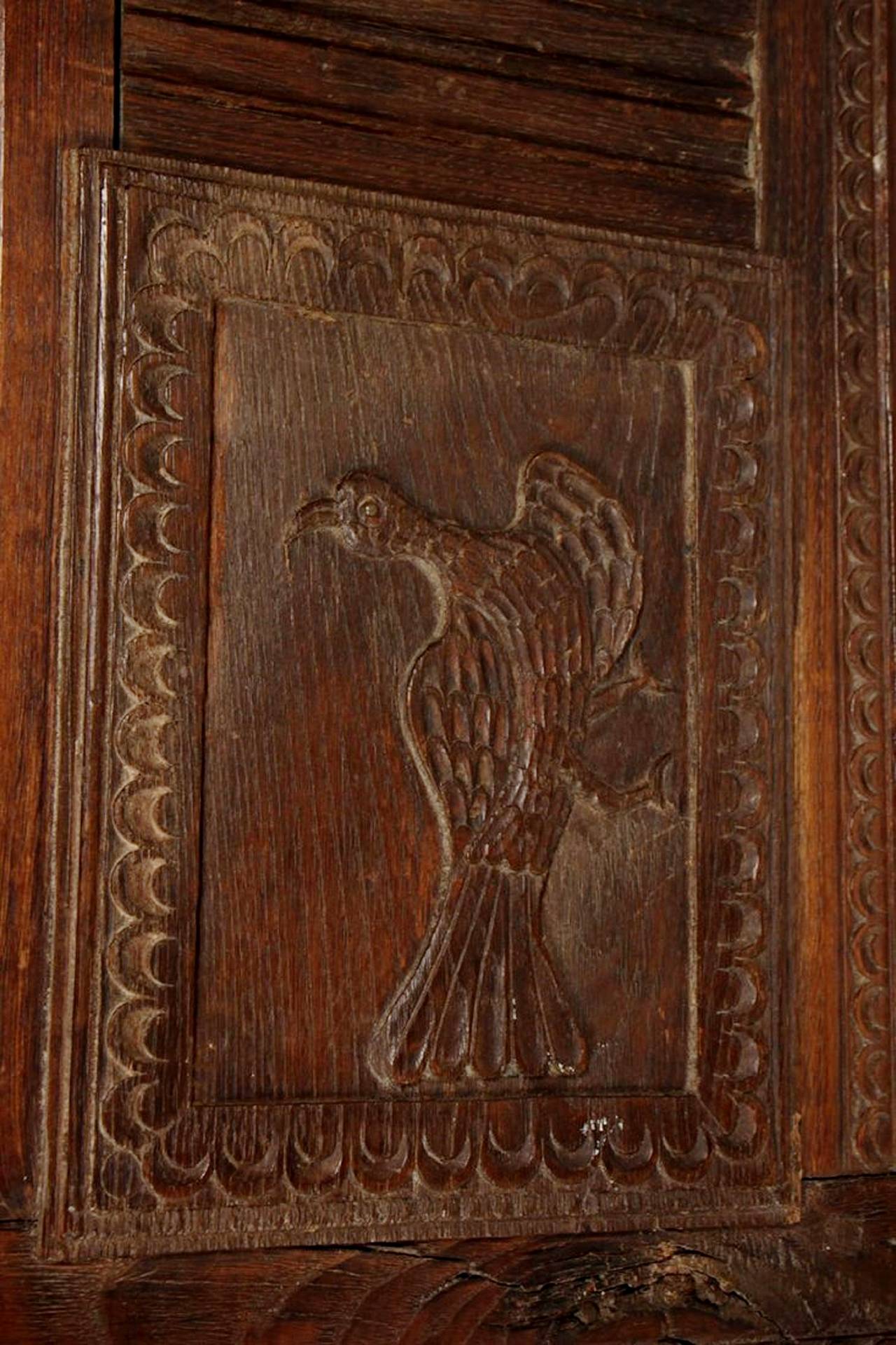 A French Oak Bonnetiere with Carved Door, Early 19th Century 3