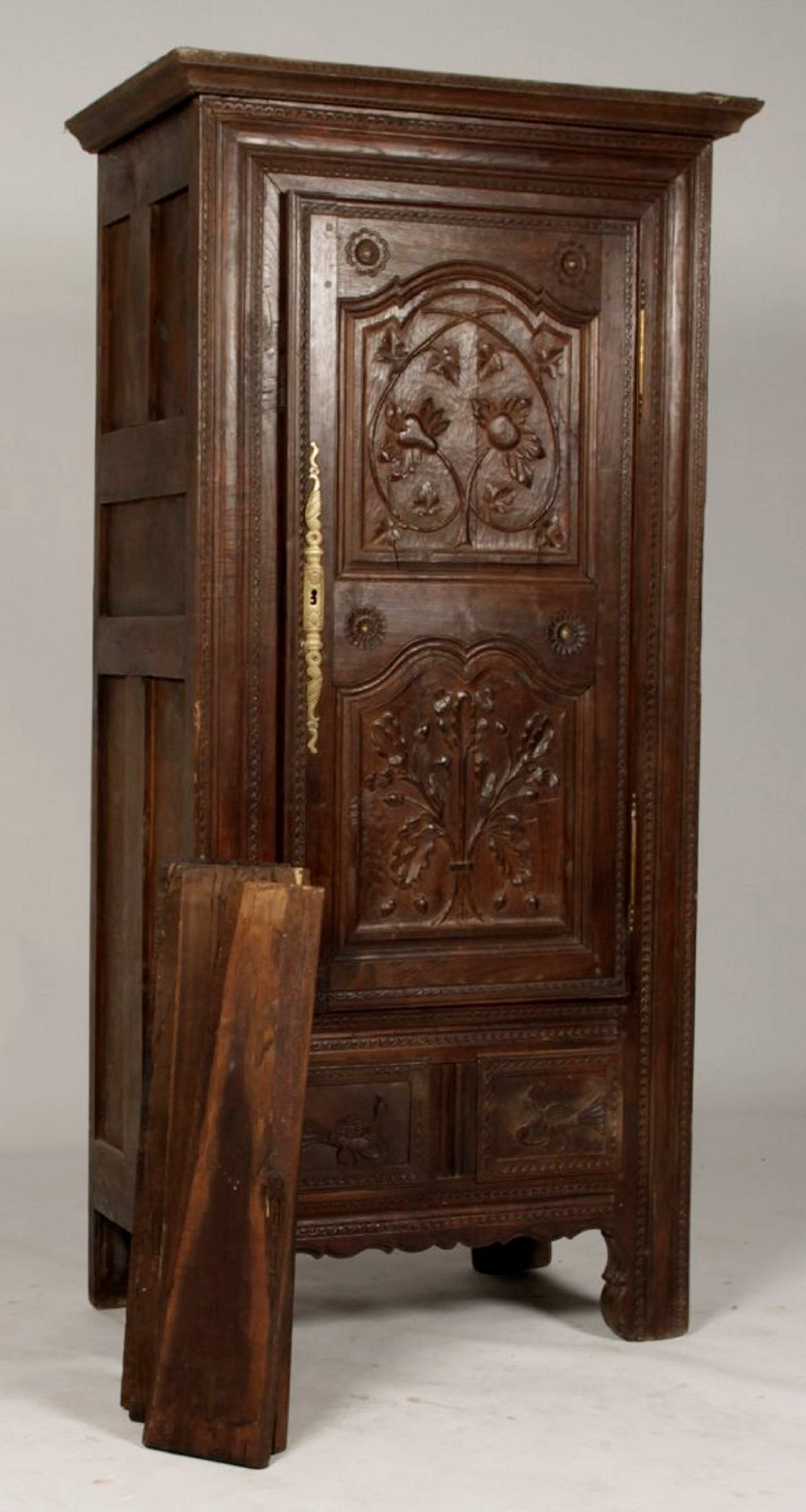 A French Oak Bonnetiere with Carved Door, Early 19th Century 5