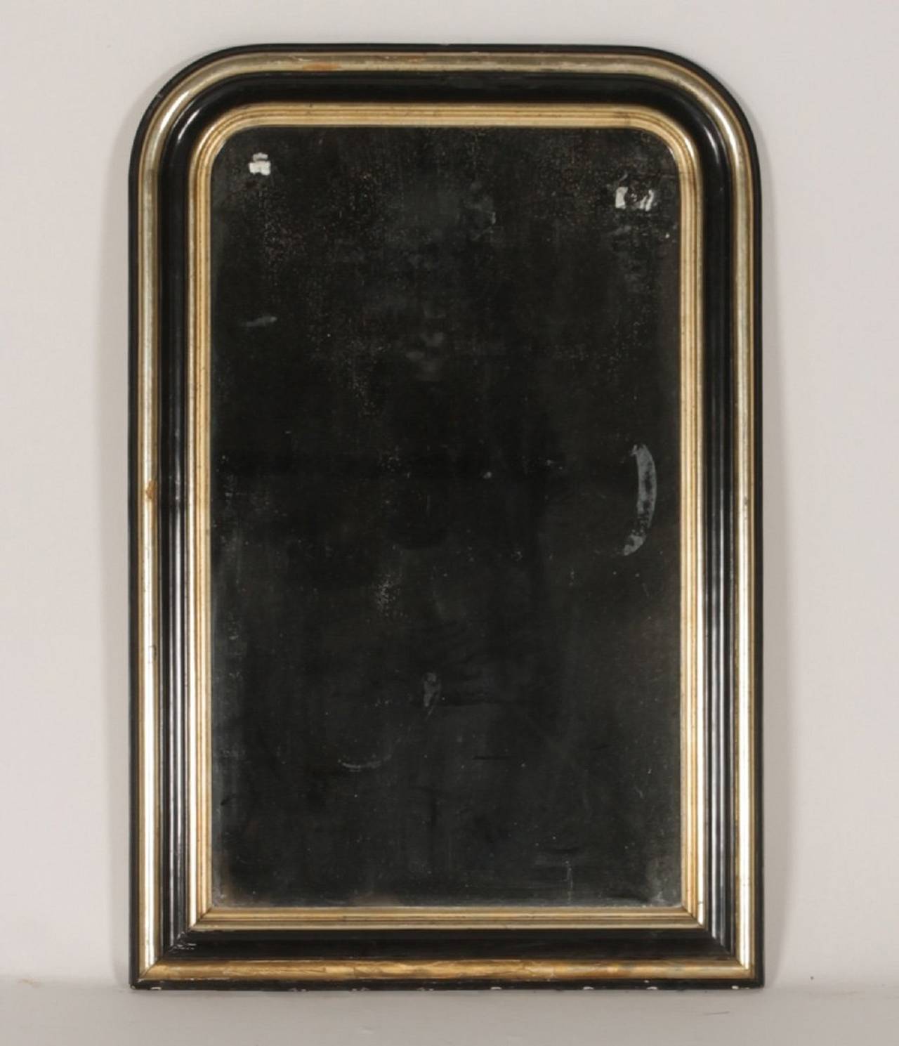 French Ebonized and Silver Gilt Louis Philippe Mirror with Molded Frame, Circa 1860