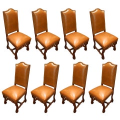 Set of 8 Louis XIII Style Chairs, 19th Century