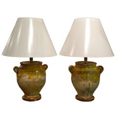 Pair of Confit Jars Adapted as Lamps