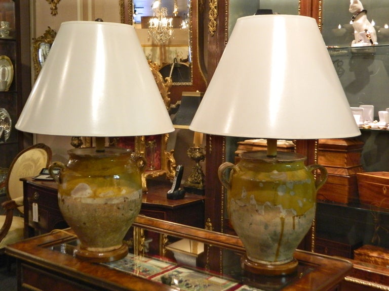 Pair of Confit Jars Adapted as Lamps