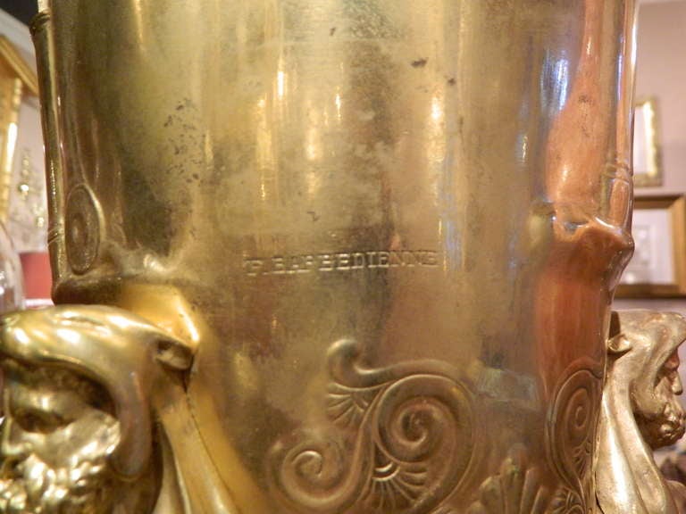 19th Century Neoclassical Bronze Dore Urn Signed F. Levillain For Sale 4