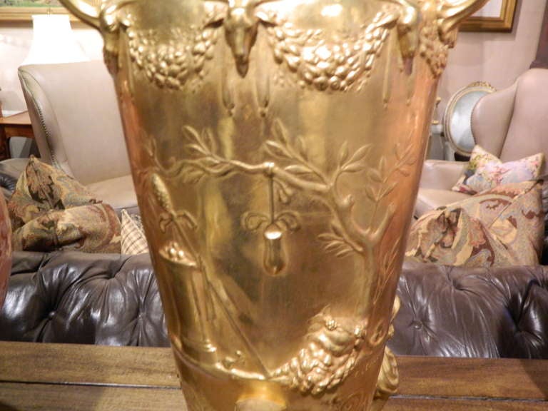 19th Century Neoclassical Bronze Dore Urn Signed F. Levillain In Good Condition For Sale In Savannah, GA