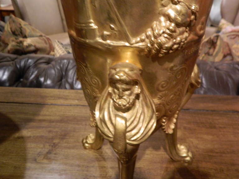 19th Century Neoclassical Bronze Dore Urn Signed F. Levillain For Sale 1