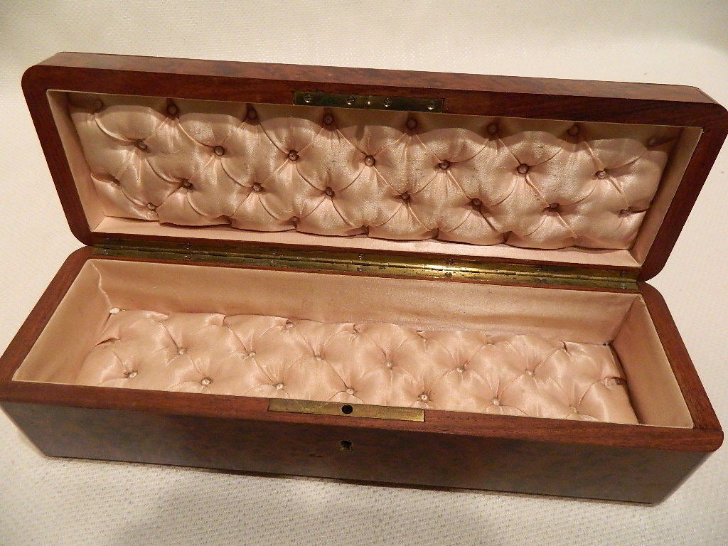 Amboyna Burl Wood and Brass-Inlaid Glove Box 5