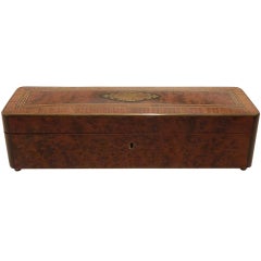 Amboyna Burl Wood and Brass-Inlaid Glove Box