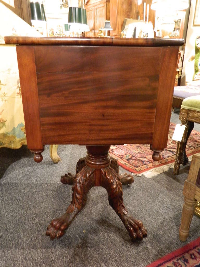 19th Century Mahogany Classical Carved Work Table on a Single Baluster 4
