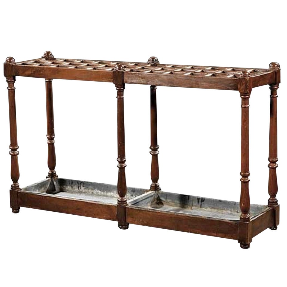 19th Century English Beechwood Large Umbrella or Stick Stand with Latticework