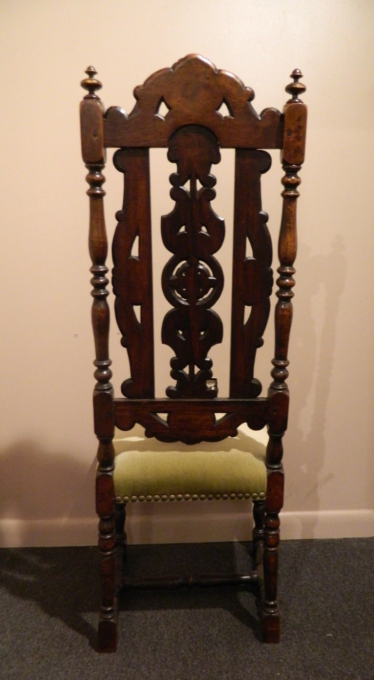 19th Century Pair of French Carved Walnut Hall Chairs, Circa 1840 For Sale