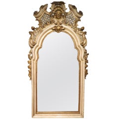 Exquisite Regence Painted and Parcel Gilt Pier Mirror