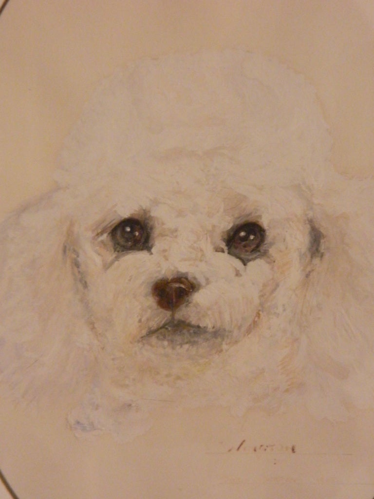 American Watercolor Portrait of Winston the Poodle, 20th Century In Excellent Condition In Savannah, GA