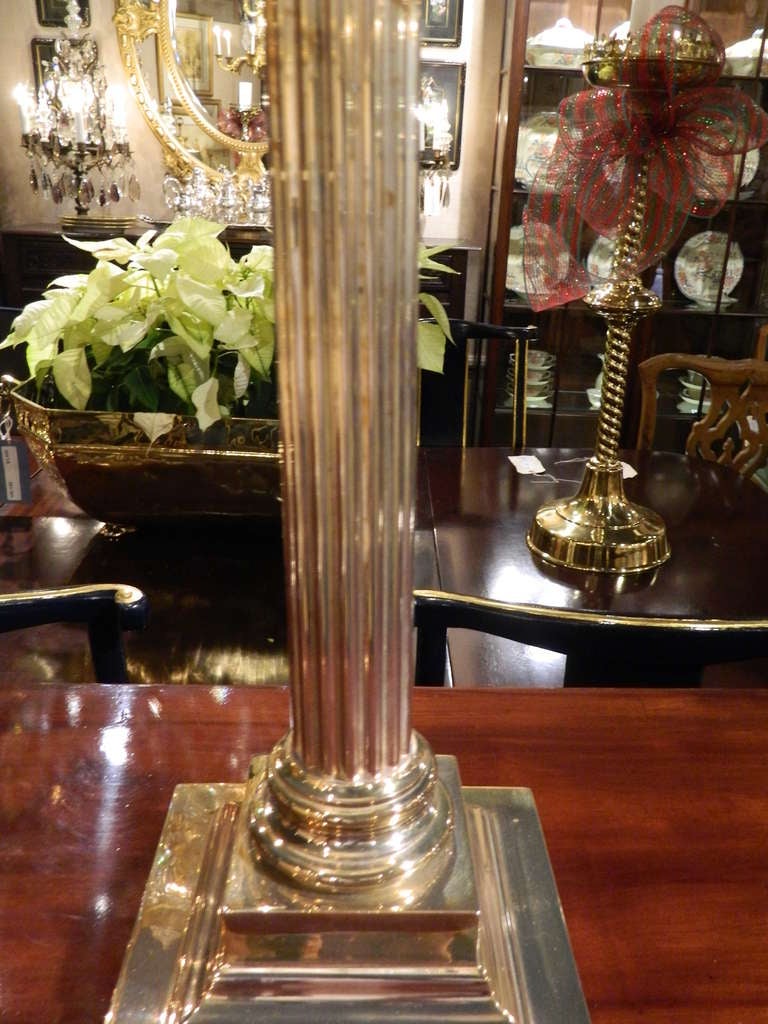 Early 20th Century English Silver Corinthian Column Oil Lamp 3