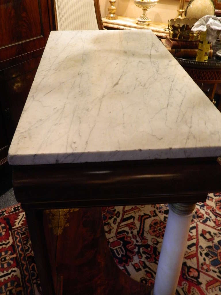 Pier Table or Console with Marble Top and Columns Flanking a Mirror, circa 1830 3
