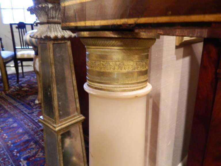 Pier Table or Console with Marble Top and Columns Flanking a Mirror, circa 1830 1