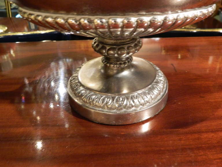 20th Century Circa 1920's Silver Lamp with a Custom Silk Shade