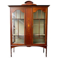 English Sheraton Mahogany Bookcase, Bibliotheque or Display Cabinet