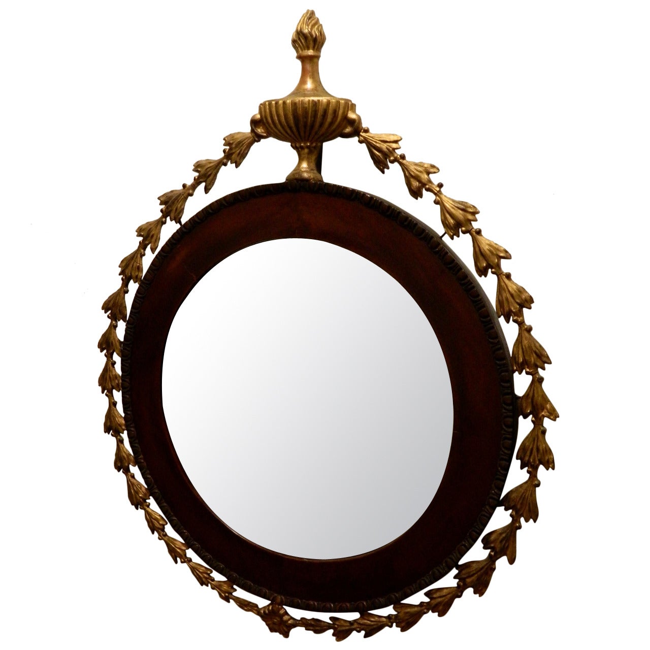 Federal Style Mahogany and Gilt Wood Oval Mirror, Circa 1800