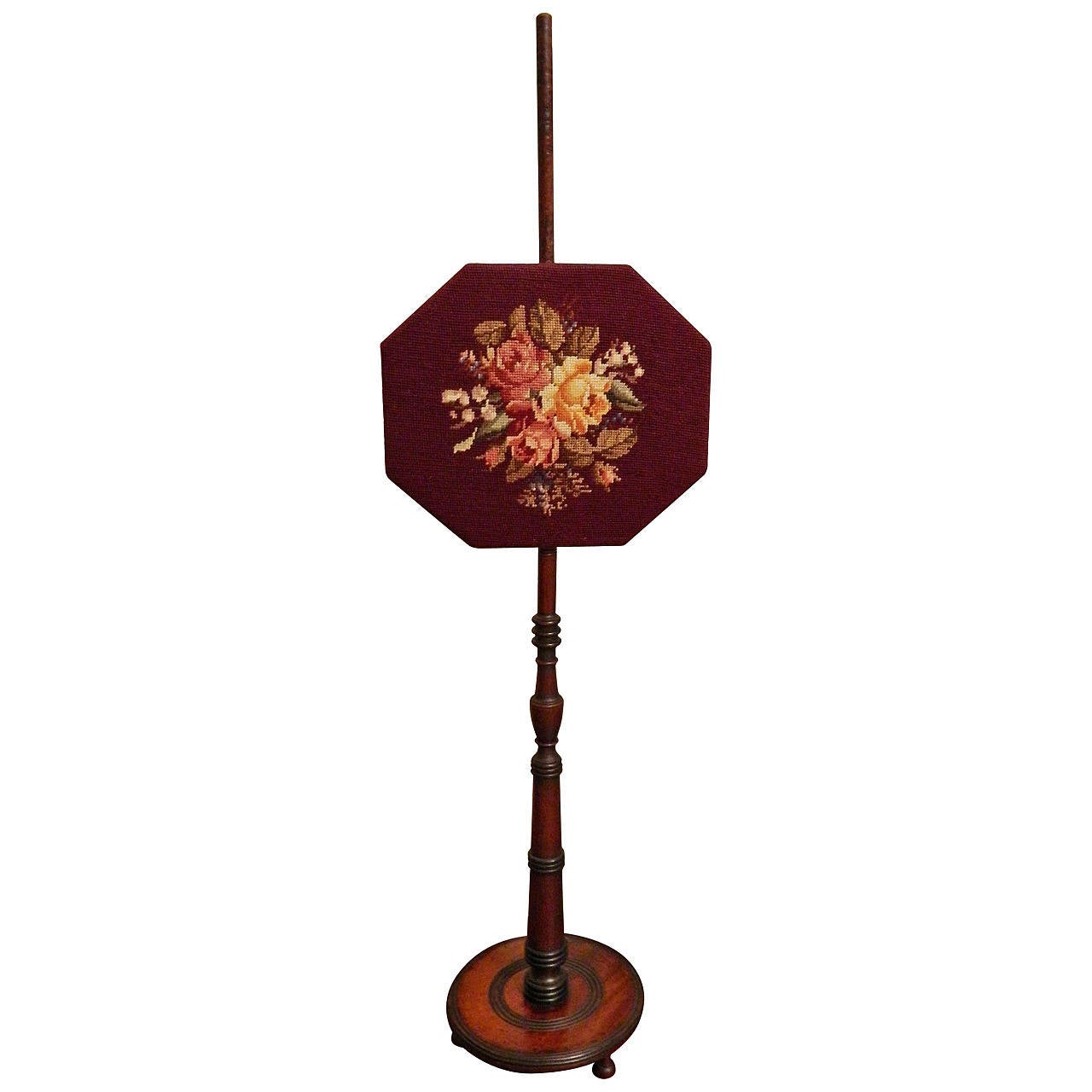 Needlepoint Pole Fireplace Screen, 19th Century at 1stdibs