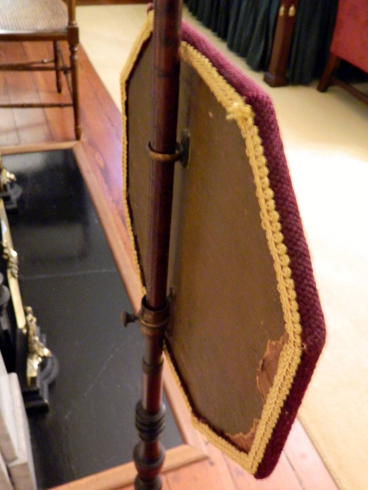 Needlepoint Pole Fireplace Screen, 19th Century at 1stdibs