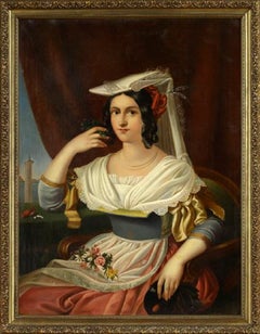 Oil on Canvas Continental School "Portrait of a Lady", Late 18th Century
