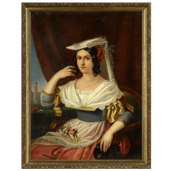 Oil on Canvas Continental School "Portrait of a Lady", Late 18th Century 4