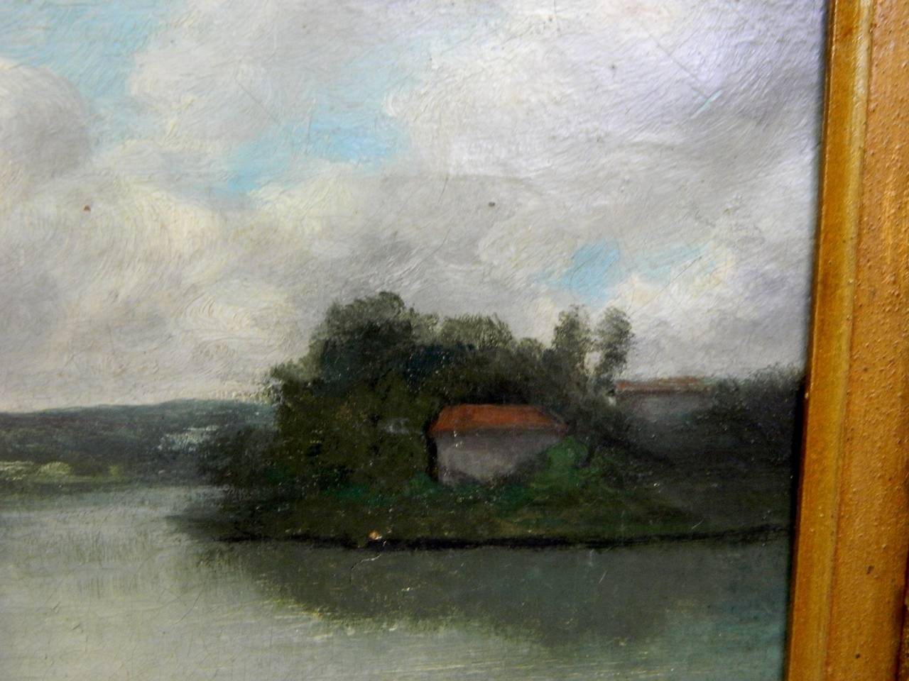 Oil on Canvas “Pastoral, Ladies in a Boat, ”  Indistinctly Signed 