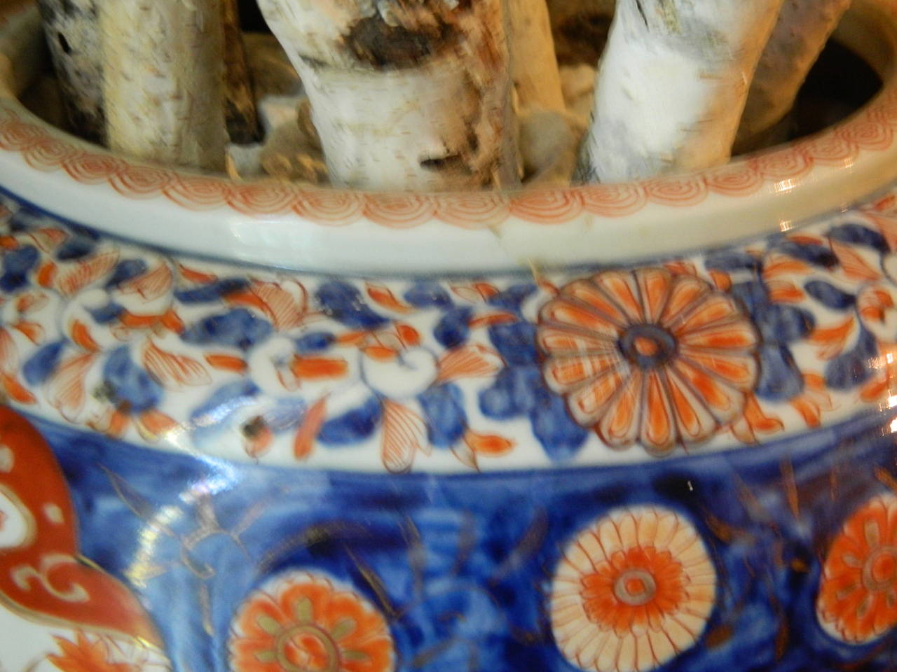 Imari Jardiniere or Fish Bowl with Relief Design, 19th Century 3