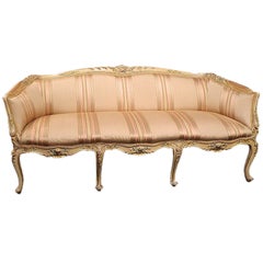 Poly-Chrome Louis XV Style Sofa with Carvings, Mid-18th Century