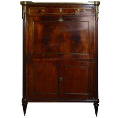 Louis XVI-Style Mahogany and Marble-Top Secretaire Abbatant, Early 19th Century 8