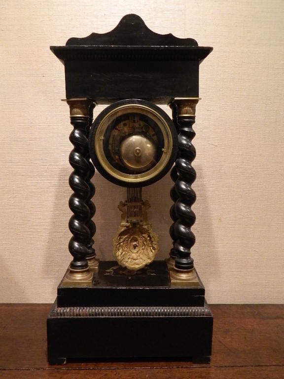 French Boulle Mantel Clock, 19th Century In Good Condition In Savannah, GA