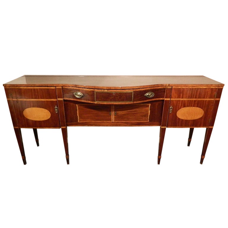 Seltene Regency-Sideboard aus dem späten 18. Jahrhundert mit Satinholz-Intarsienplatte, selten im Angebot