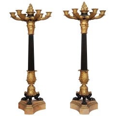 Pair Of Large Candelabra Decorated With Masks